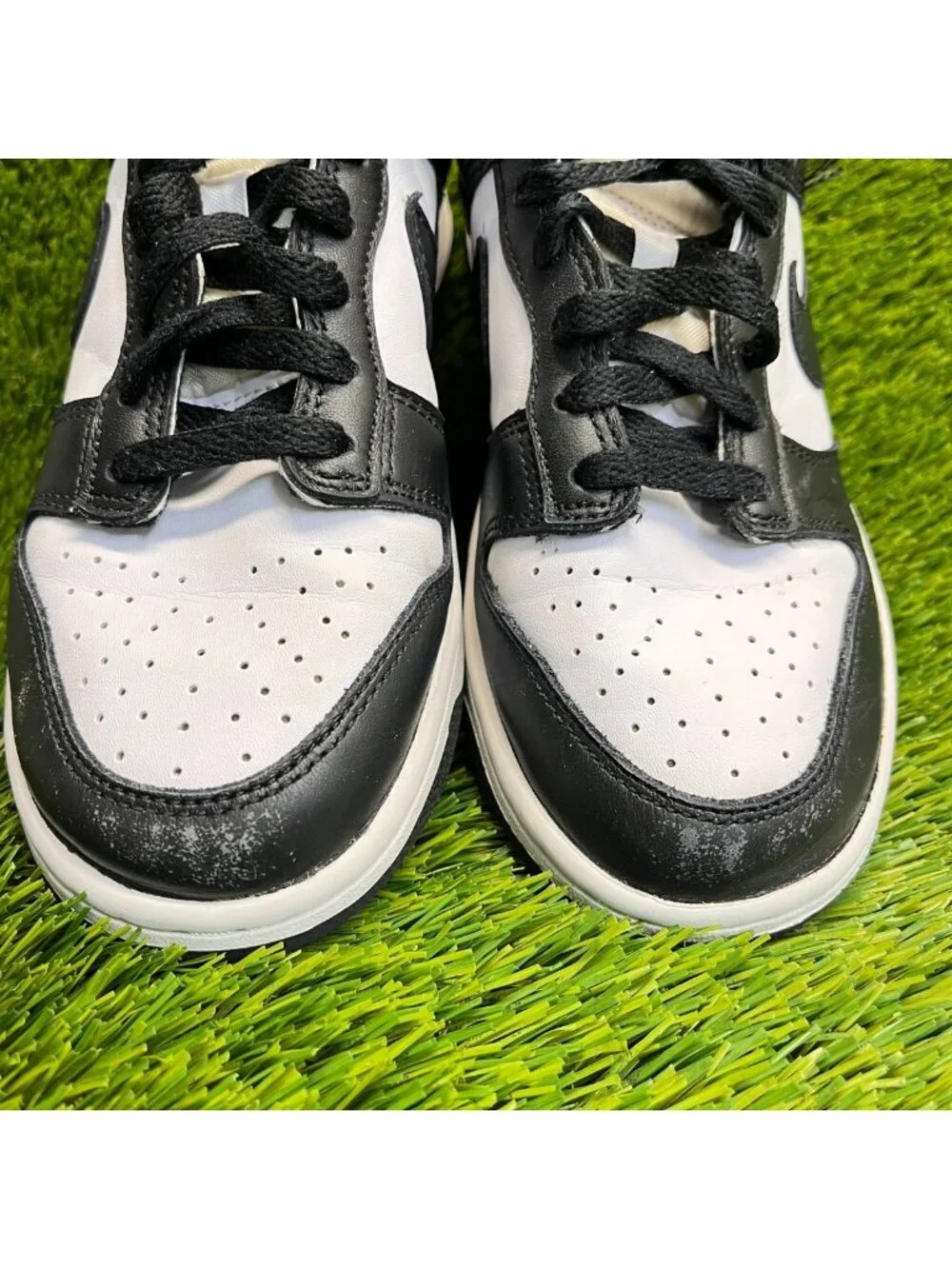 Nike Dunk Low Retro Boys Size 6Y White Black Athletic Leather Shoes Sneakers